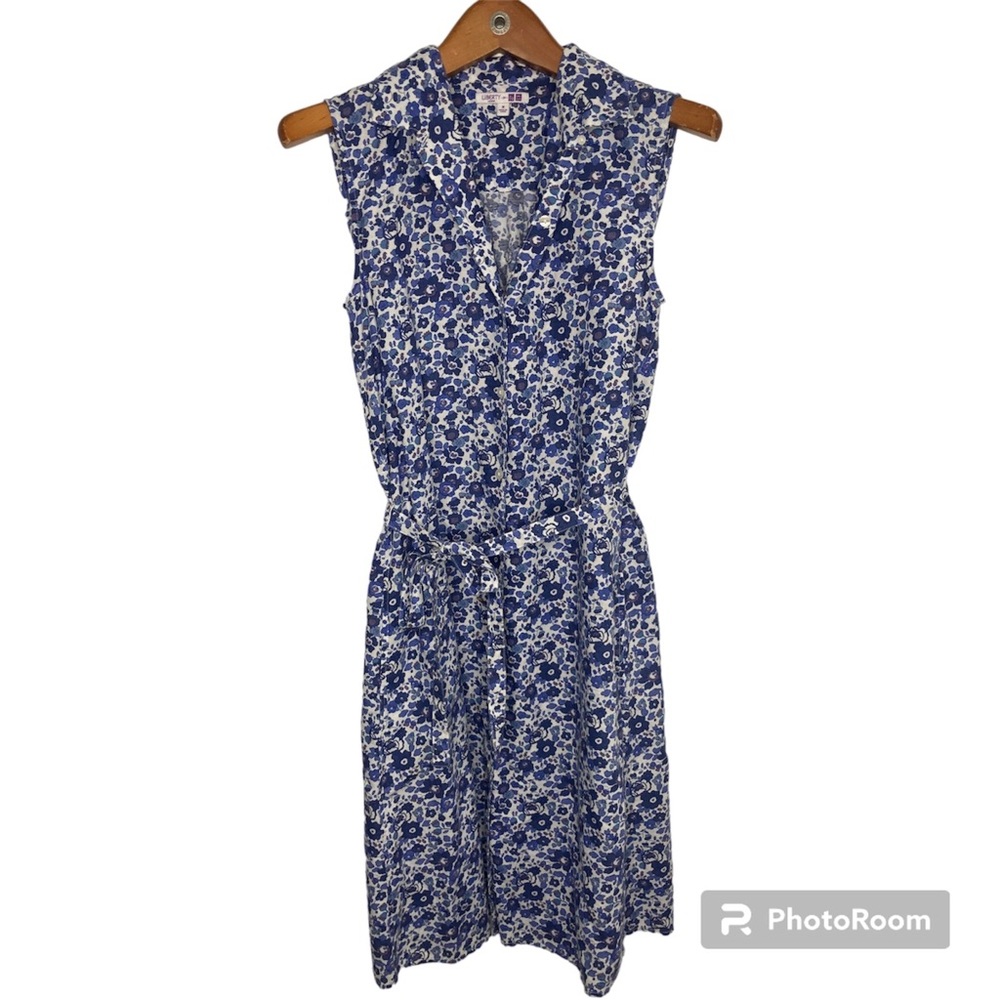 Liberty of London for Uniqlo Betsy Floral Sleeveless Shirt Dress Linen Blend Med